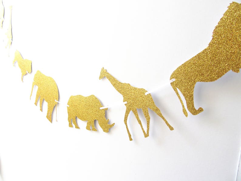 Safari Baby Shower Elephant Party Safari Glam Gold Safari Banner Zoo Animal Party Jungle Party Safari Birthday Party Jungle Banner