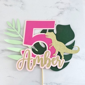 Dinosaur Cake Topper, Girl Dinosaur Birthday, Pink Dinosaur Party, Three Rex Birthday, Dino Four, Dino Centerpiece, Dinosaur Cake Smash