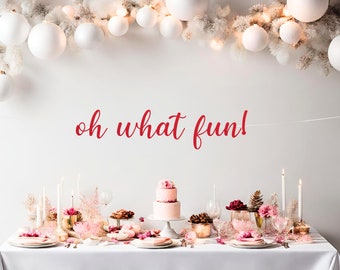 Oh what fun! Banner, Modern Winter Birthday, Modern Christmas Mantle, Christmas First Birthday, Winter Theme Party, Winter Onederland,
