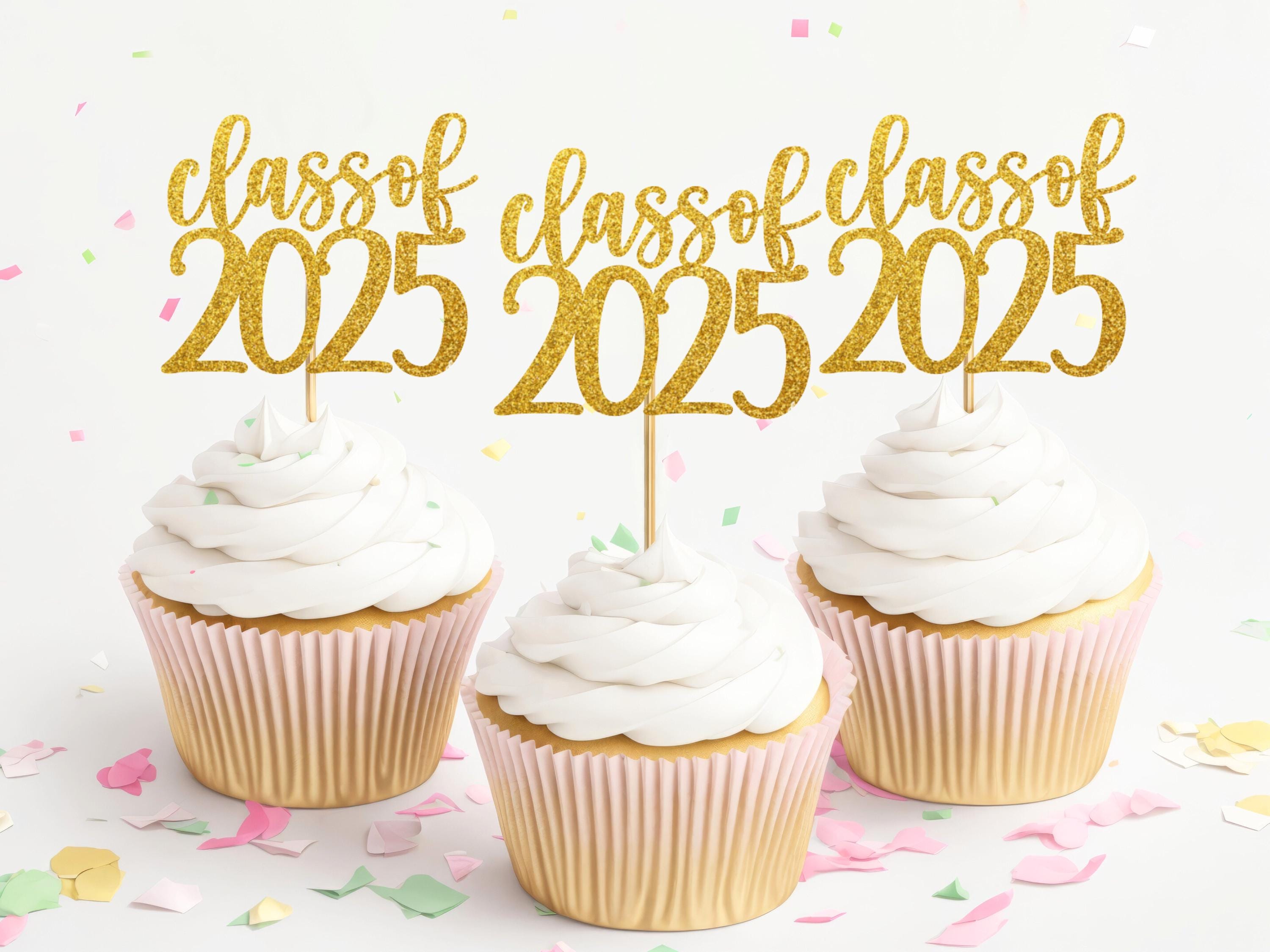 Graduation Party Cupcake Topper 2025, Class of 2025, Grad Party Supplies, Graduation Decoration, Congrats Grad Cake Topper, Dessert Table