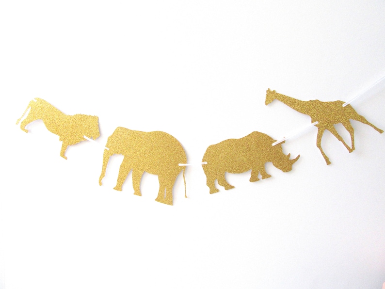Safari Baby Shower Elephant Party Safari Glam Gold Safari Banner Zoo Animal Party Jungle Party Safari Birthday Party Jungle Banner