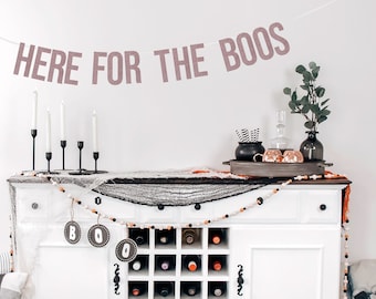 Here for the Boos Halloween Banner, Halloween Party, Halloween Garland, Halloween Decor, Spooky Mantle Decor, Glitter Banner