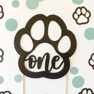 Dog Cake Topper, ANY AGE, Dog Birthday, Lets Pawty, Dog Themed Party, Puppy Party Decor, Puppy Theme Party, Party Animal, Paw Print