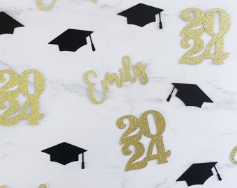 Custom Graduation Confetti, Personalized Graduation Decorations, Name Confetti, Grad Table Decor, Class of 2024, Grad Cap Confetti