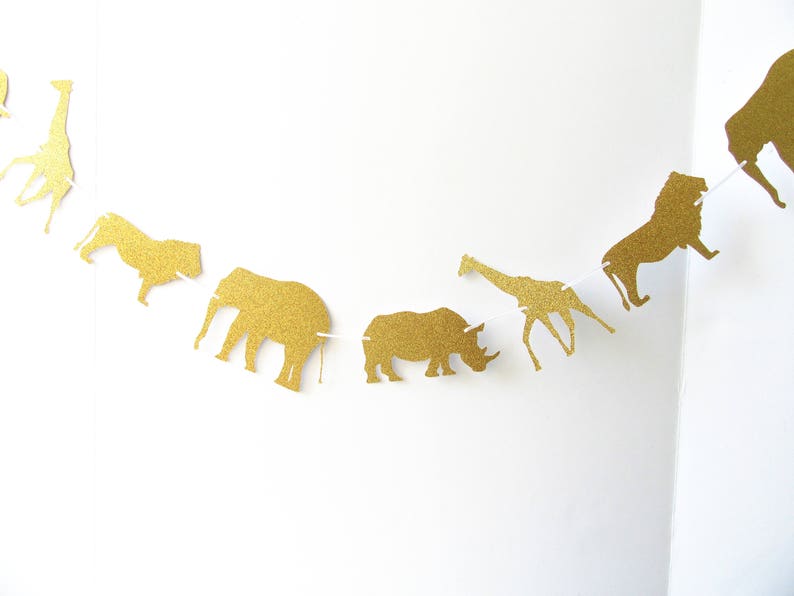 Safari Baby Shower Elephant Party Safari Glam Gold Safari Banner Zoo Animal Party Jungle Party Safari Birthday Party Jungle Banner