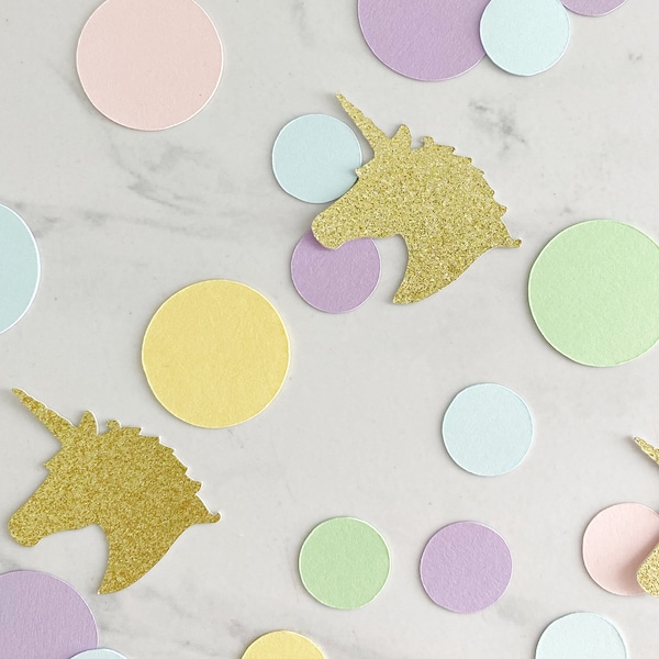 Pastel Unicorn Confetti, 180 PIECES, Rainbow Unicorn Birthday, Pastel Party Decor, Rainbow Confetti, Unicorn Table Scatter, Girls Birthday