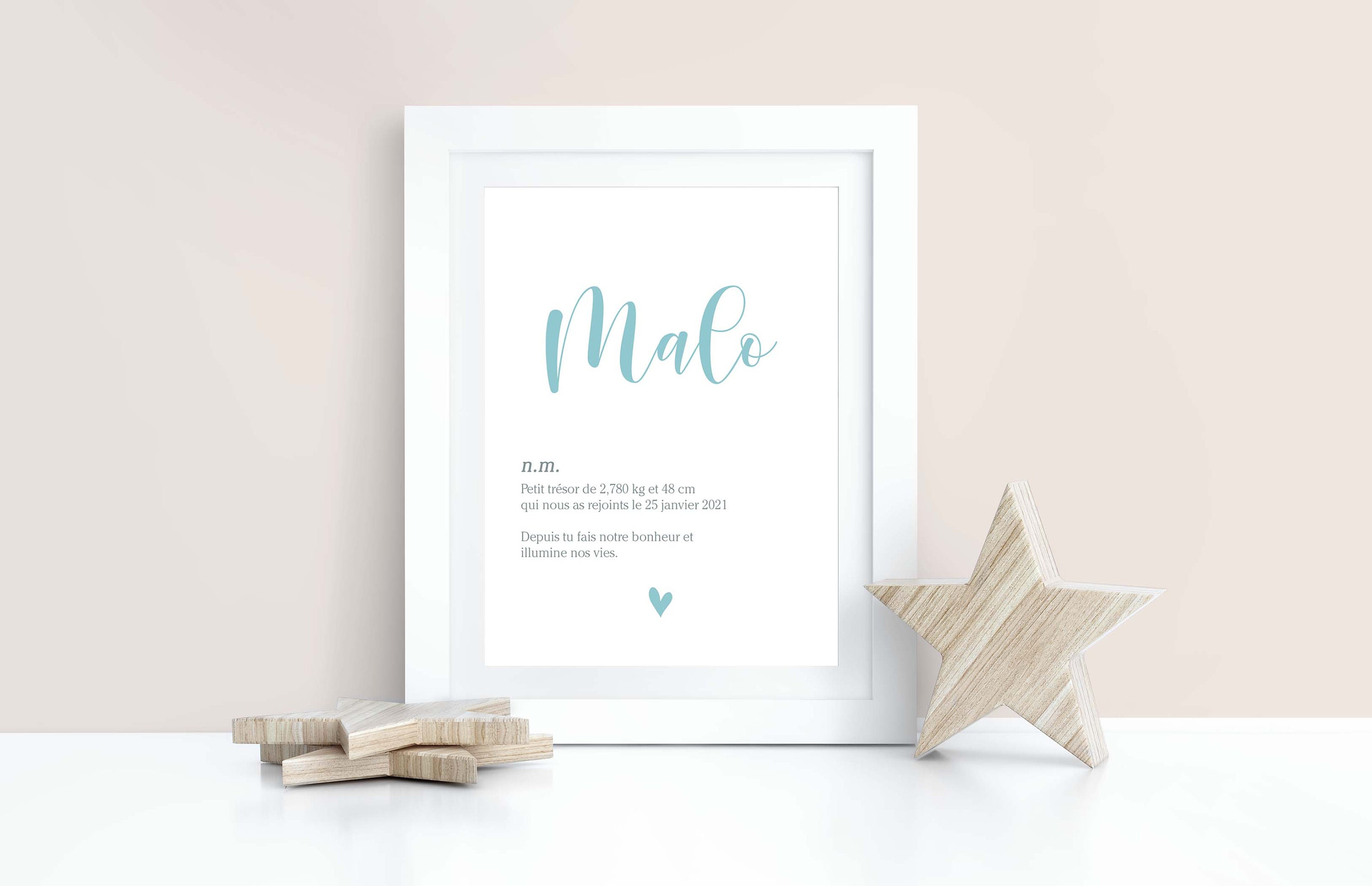 Affiche Naissance Prénom Personnalisée - Affiche Bébé Cadeau Personnalisé