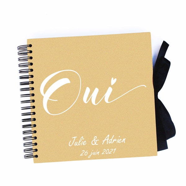 Livre d'or kraft personnalisé, oui, mariage romantique