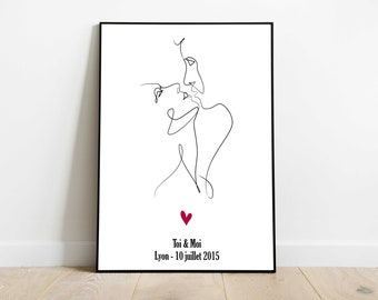 Affiche personnalisée couple - Cadeau couple - Saint Valentin - Affiche Saint Valentin-Cadeau Noel