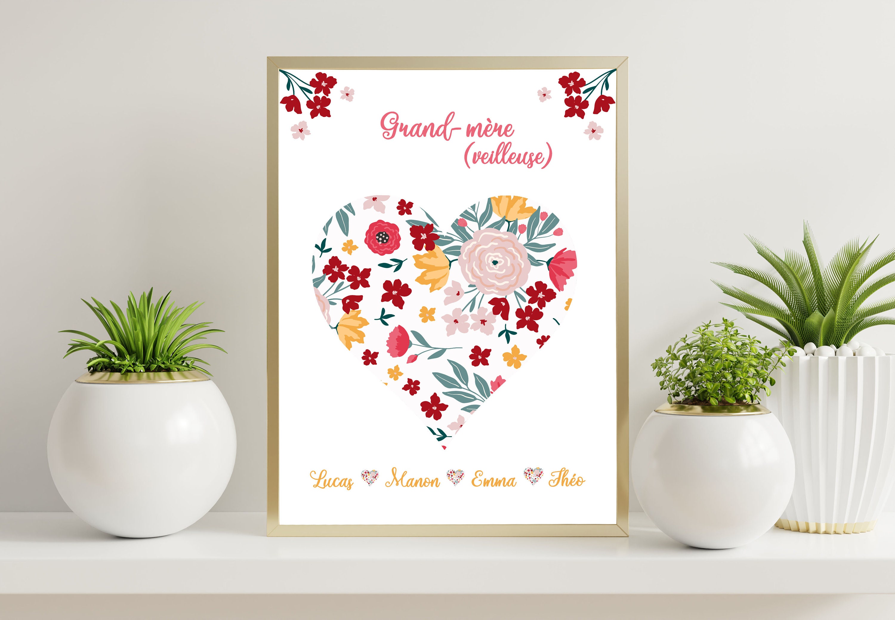 Affiche Mamie Personnalisée - Affiche Grand-Mère Cadeau Fête Des Mamies Grands-Mères