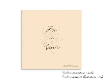 Livre d'or de mariage carré - livre d'or mariage personnalisé - choix de couleur disponible - livre d'or romantique
