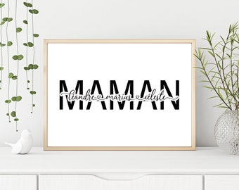 Affiche maman personnalisée - Affiche famille personnalisée - Cadeau fête des mamans - Cadeau fête des mères