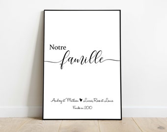 Affiche personnalisée famille - Cadeau famille - Affiche prénoms famille