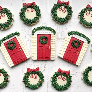 Christmas door and wreath cookies - 1 dozen