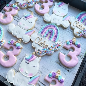 Unicorn themed vanilla sugar cookies- 1 dozen
