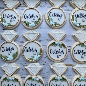 Galletas de anillo de fecha de boda - 1 docena