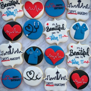 Greys anatomy themed sugar cookies- 1 dozen