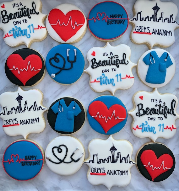 Greys anatomy themed sugar cookies 1 dozen Etsy