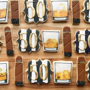 Whiskey and cigar sugar cookies- 1 dozen