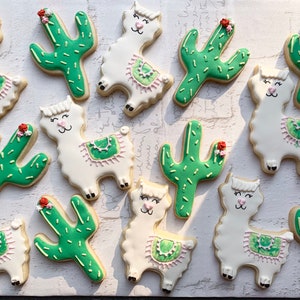 Llama and cacti sugar cookies- 1 DOZEN