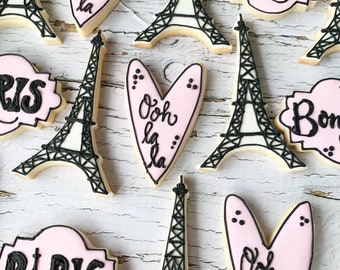 Paris themed sugar cookies- 1 dozen