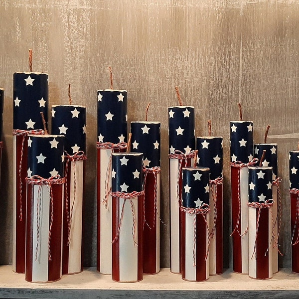 Independence Day ~ Firecrackers ~ 4th of July ~ Patriotic ~ USA ~ Summer ~ Shelf Decor ~ Wood Decor ~ Celebration ~ Military ~ United States