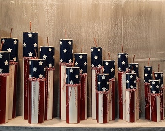 Independence Day ~ Firecrackers ~ 4th of July ~ Patriotic ~ USA ~ Summer ~ Shelf Decor ~ Wood Decor ~ Celebration ~ Military ~ United States