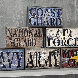 Military Branch Wood Block: Army, Navy, Air Force Decor