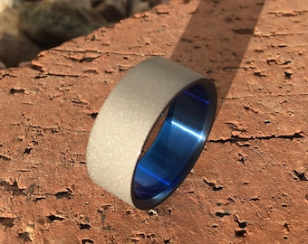 Titanium Anodized Sandblasted Wedding,Statement or Engagement Ring