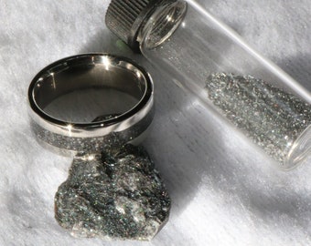 Hematite Inlay Titanium Ring, Promise Ring