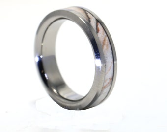 Handcrafted Onyx Titanium Ring, Crushed Gemstone Wedding Band