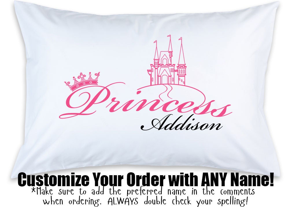 Personalized Girl's Princess Custom Printed Pillow Case Etsy