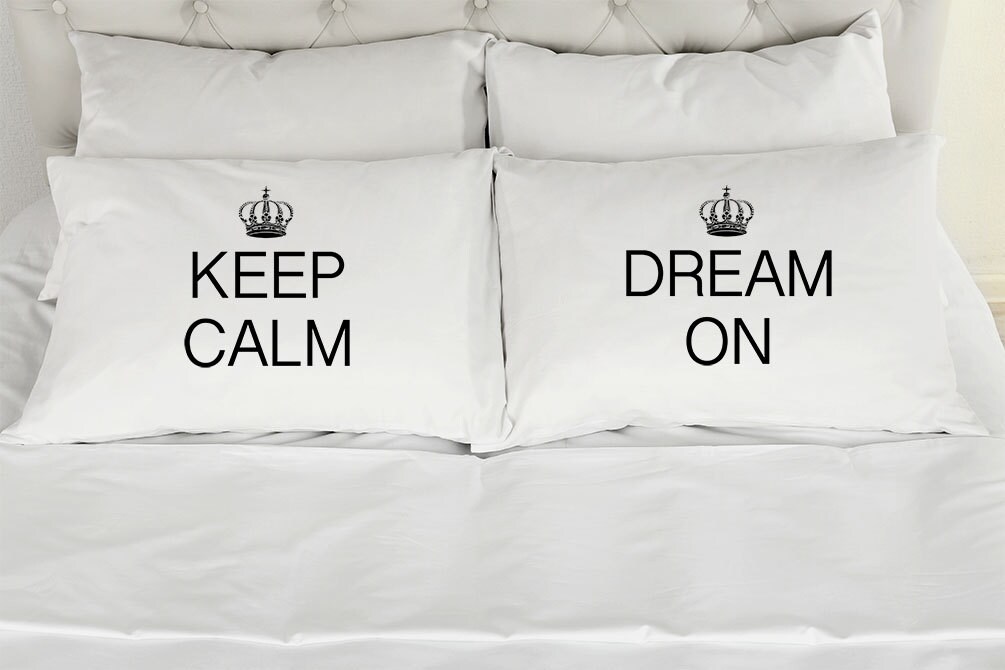 Keep Calm and Dream On Couples Printed Pillowcases Set of 2 | Etsy