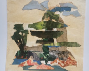 Original Mixed Media Landschafts Kunstwerk (10 x 10 cm)