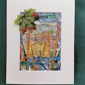Collage Art 'Edinburgh Map' par un artiste britannique... non encadré avec une petite œuvre d'art originale unique. Cadeau d'anniversaire de remerciement d'art abordable