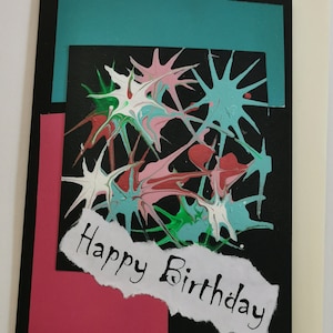 Astratto Originale Collage dipinto a mano Biglietto di auguri di compleanno Artista del Regno Unito