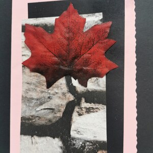Ahornblatt original Handgemachte GRUßKARTE von britischer Künstlerin Collage