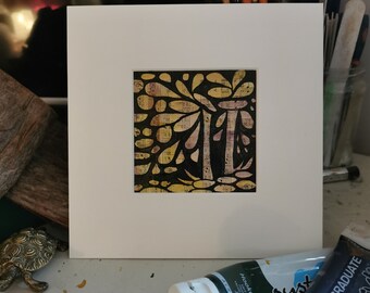 Wald der Musik: Kleines Mixed Media Kunstwerk mit Passepartout