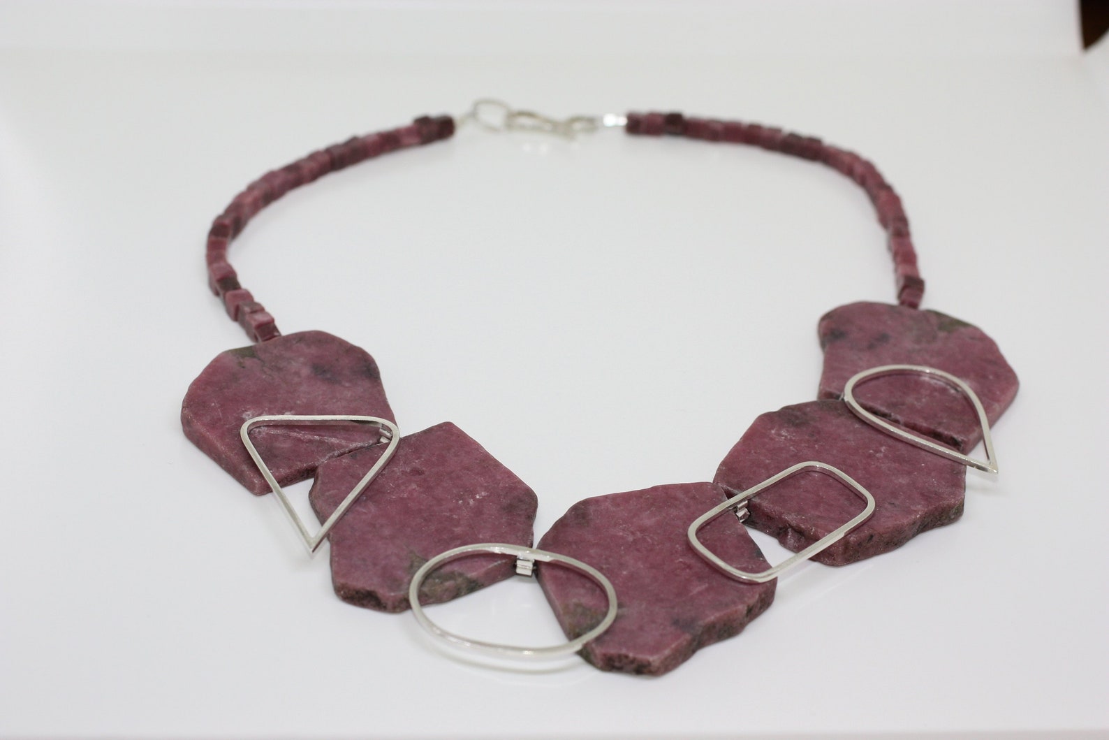 Pink natural stone necklace Etsy