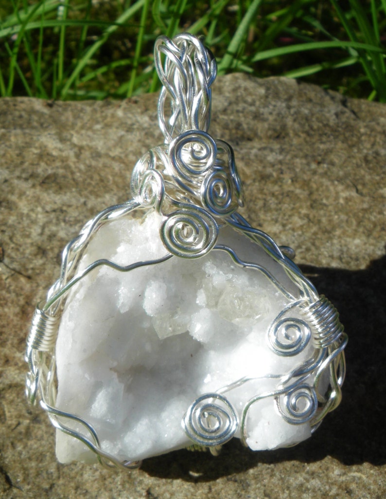 Crystal Geode wire wrapped crystalwire wrap pendant Raw Etsy
