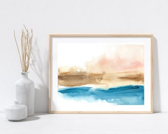 Minimalist Abstract Art Print, Unframed Irish Coastal Original Artwork