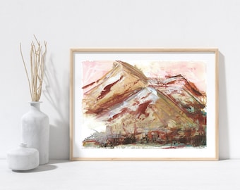 Abstract Mountain Art Print - Unframed, Contemporary Painting of the Mourne Mountains in Northern Ireland