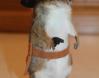 New Taxidermy Cowboy Chipmunk Mount Novelty Whitetail Deer Log Cabin Decor Mouse