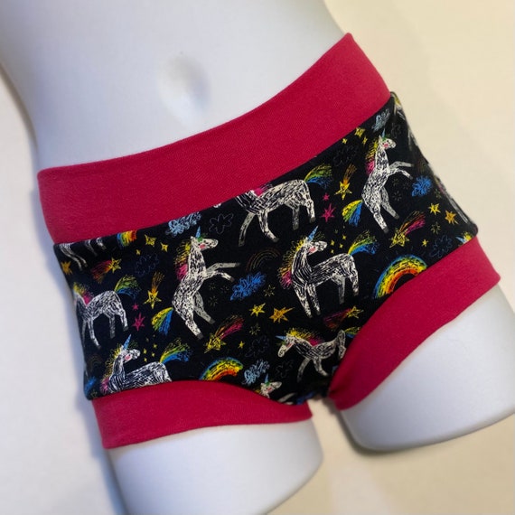 Tuck Buddies 2.0 KIDDOS - boyshort style tucking underwear for transgender kids - scribble unicorn