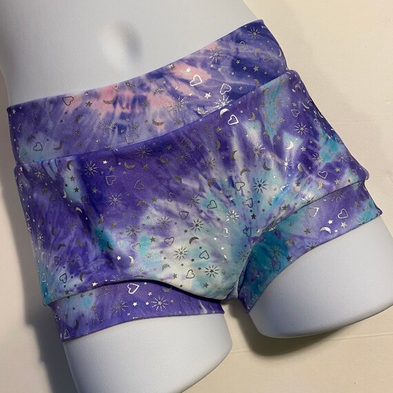 Tuck Buddies 2.0 KIDDOS - SWIM boyshort style tucking swim shorts for transgender kids - purple tie dye glitter