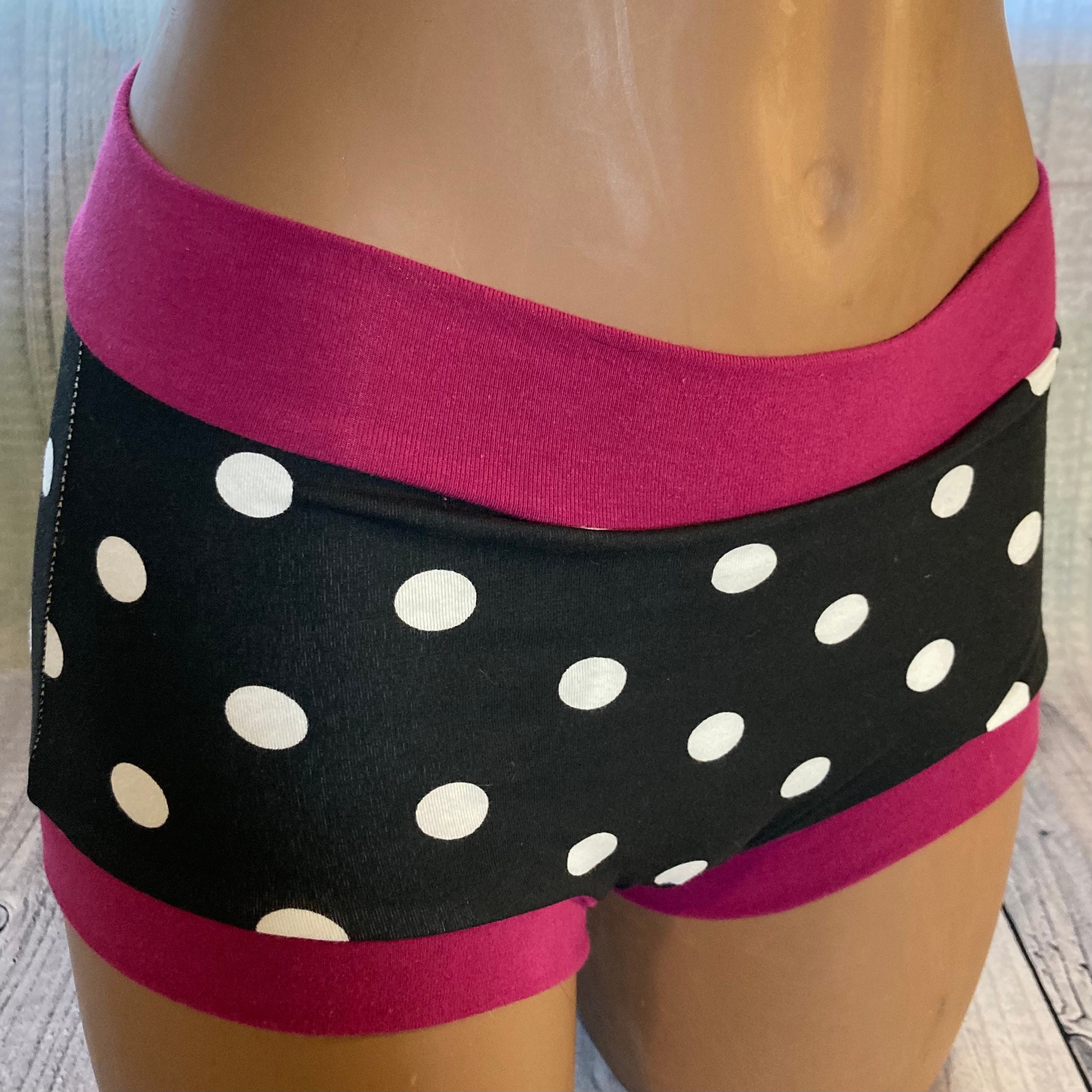 Tuck Buddies 2.0 ADULT - Transfemme / AMAB boyshort style tucking underwear.  1 pair of Tuck Buddies - White dots on black