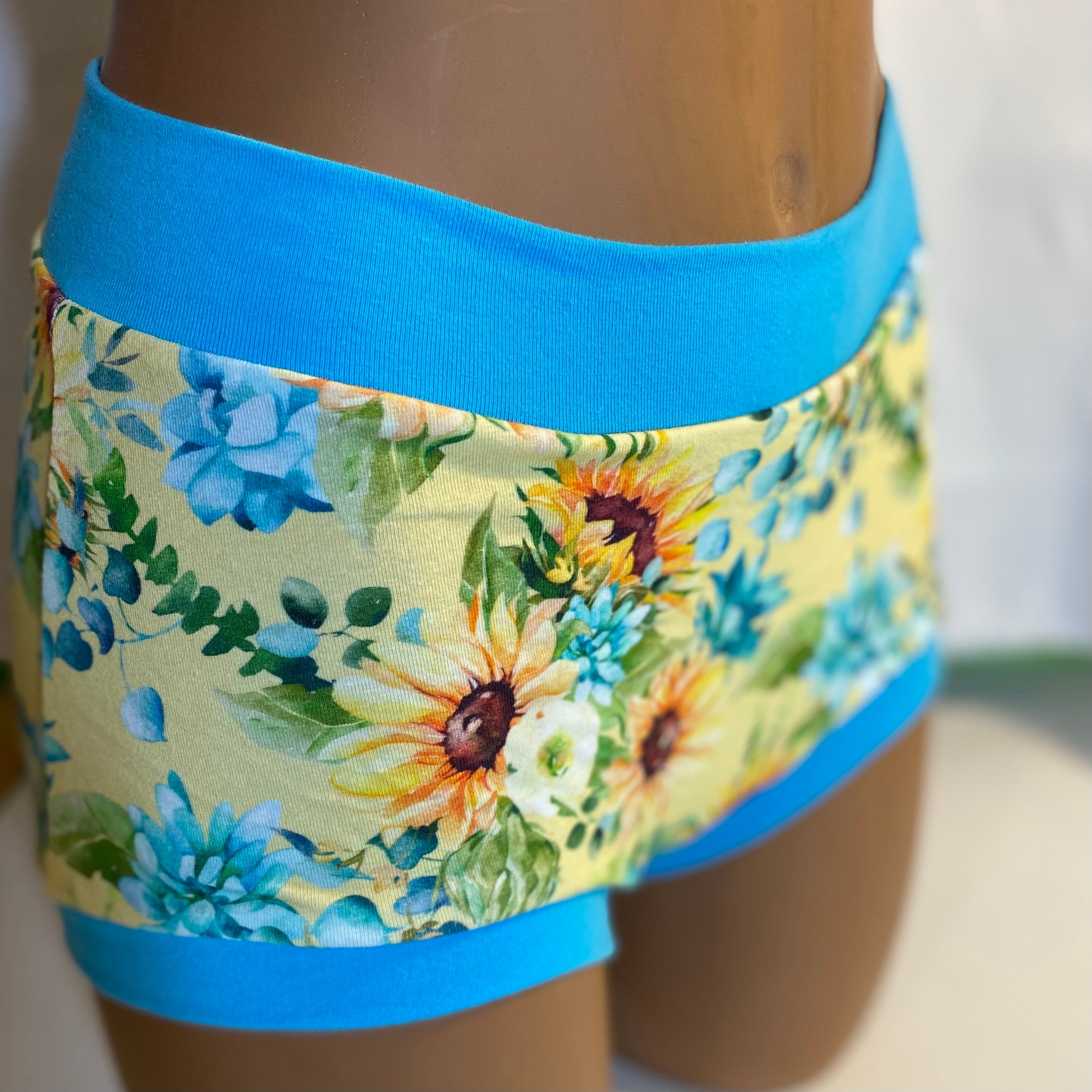 Tuck Buddies 2.0 ADULT - Transfemme / AMAB boyshort style tucking underwear.  1 pair of Tuck Buddies - sunflowers & succulents