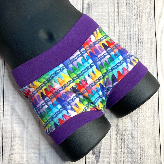 Tuck Buddies 2.0 KIDDOS - boyshort style tucking underwear for transgender kids - rainbow crayon