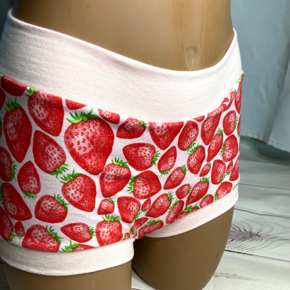 Ready to ship! Tuck Buddies 2.0 Adult - boy short style underwear made of cotton lycra with organic cotton liner - strawberry