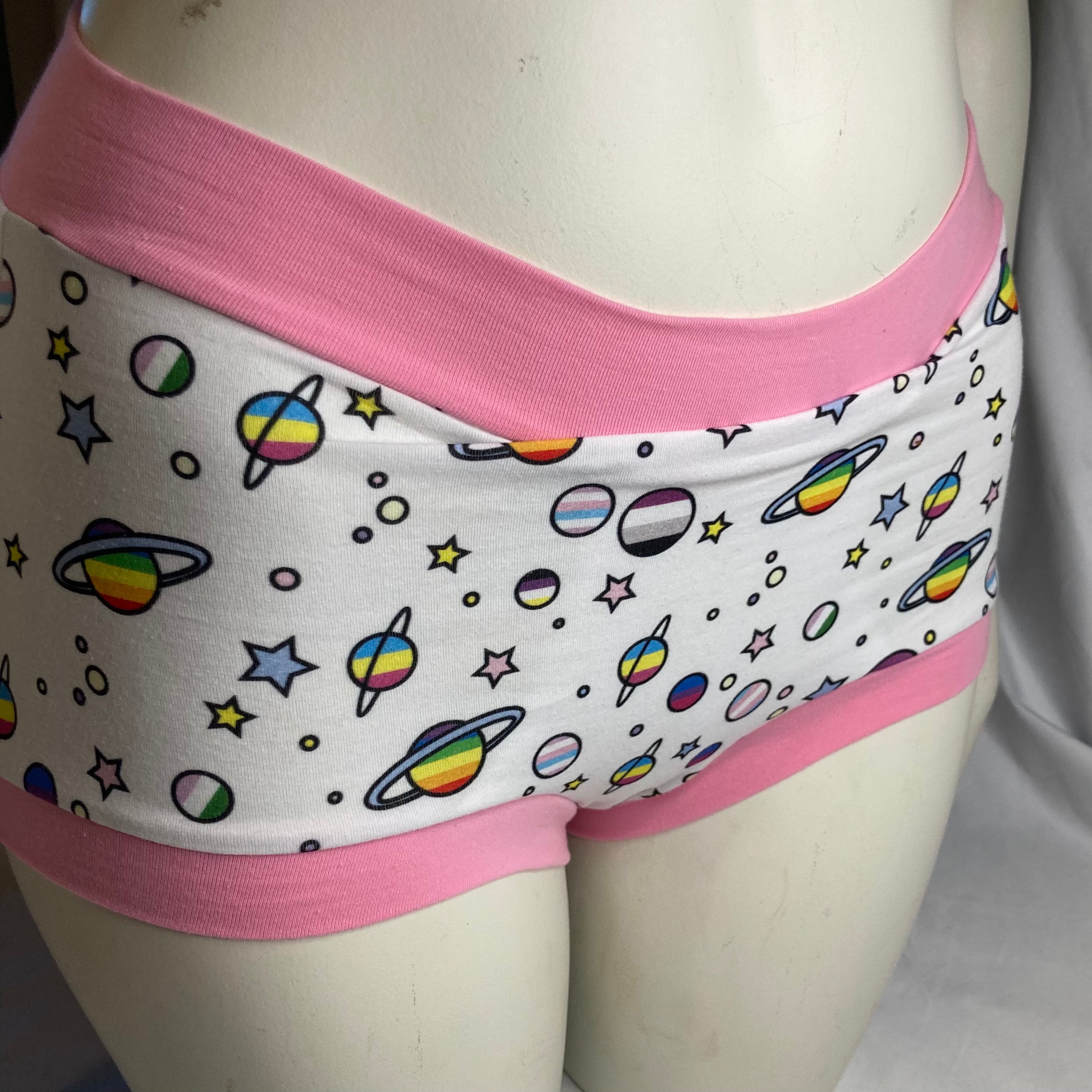 Teen Blue Pink White Pride Daisies Tuck Buddy Boyshorts Underwear